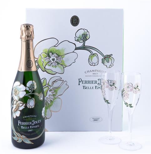 Champagne Belle Epoque 0,75lt + 2 Bicchieri Perrier Jouet