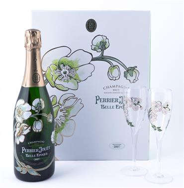 Champagne Belle Epoque 0,75lt + 2 Bicchieri Perrier Jouet